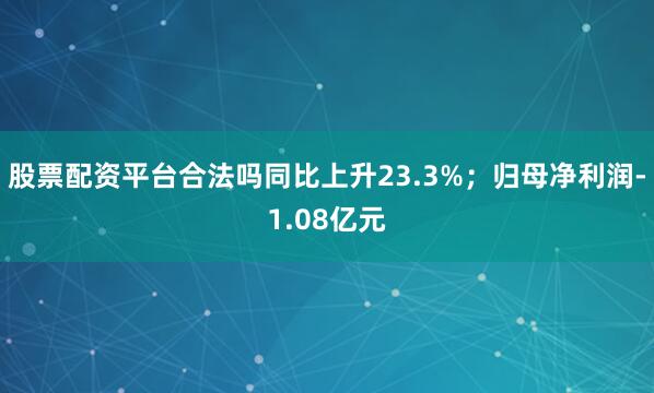股票配资平台合法吗同比上升23.3%;归母净利润-1.08亿元