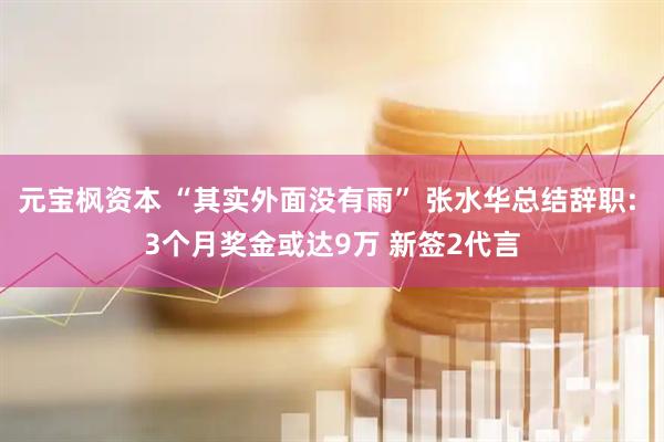 元宝枫资本 “其实外面没有雨” 张水华总结辞职: 3个月奖金或达9万 新签2代言